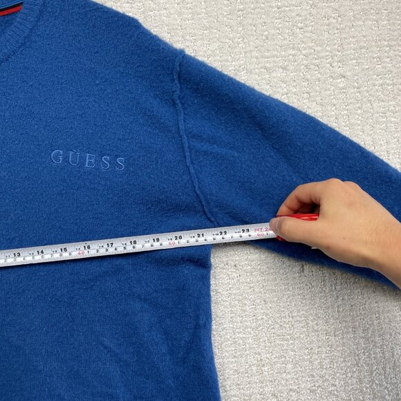 Guess Blue Sweater Men Size Small Mohair / Wool + Blend Pullover Jumper Knit - Picture 8 of 16
